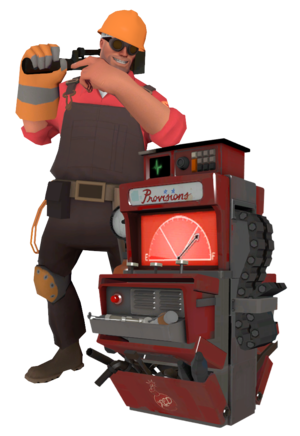 Engineer standing by his Dispenser